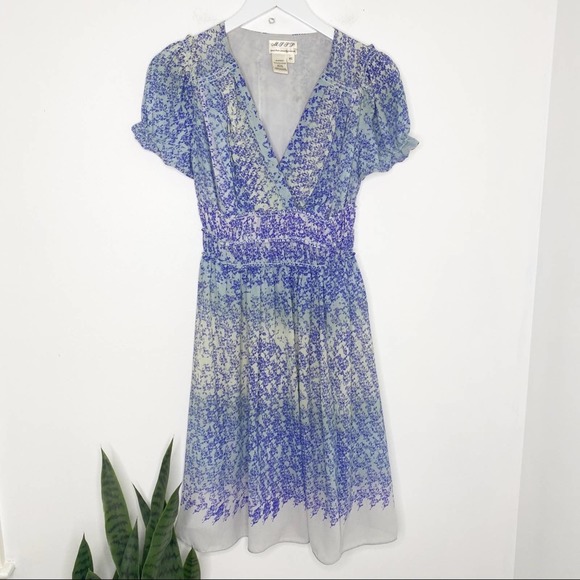 Max Studio Dresses & Skirts - M.L.L.P. | Flirty Blue Ruffle Sleeve V-Neck Dress